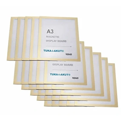 Afbeelding van TUKA i AKUT [30x] A3 Infoframe Magneetlijst met Zelfklevende Achterkant, Gemakkelijk Uitwisselbaare Magnetische Wissellijst voor Wanden en Deuren, Informatielijst Set van 30 Goud Kleur, TKD8400 30x