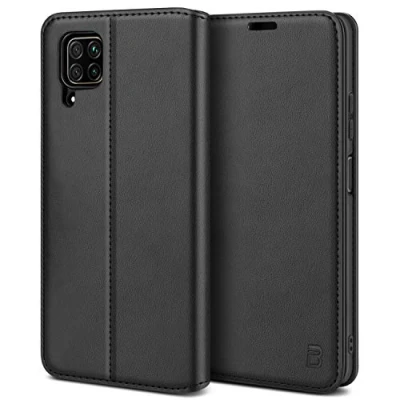 Afbeelding van BEZ Huawei P40 Lite Hoesje Bookcase, Book Case PU Leer Wallet Met Pasjeshouder voor Lite, Telefoonhoes Leren Portemonnee Flip Cover, Standaard, Magnetische Sluiting, Zwart