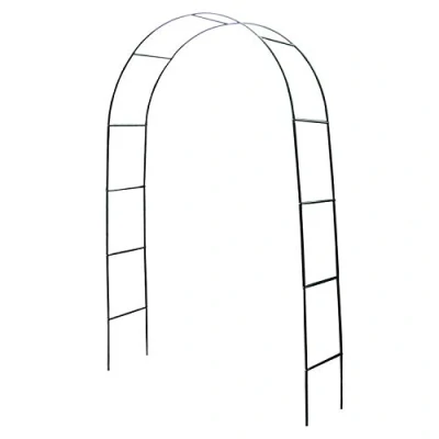 Afbeelding van Weerbestendige rozenboog groen gepoedercoat metaal pergola klimhulp rankrooster poortboog 240x140x36cm