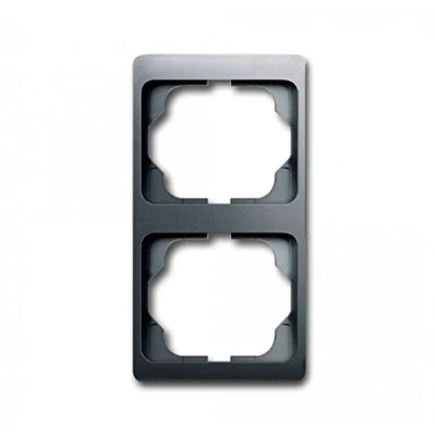 Afbeelding van Abb busch jaeger alpha afdekraam voor inbouwschakelaar 2 voudig vertikaal platina geschikt wandgootinstallaties met 80mm afdekking 2cka001754a437