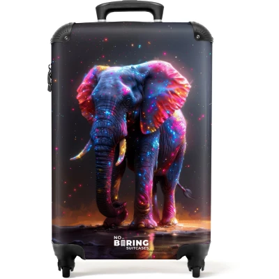 Afbeelding van NoBoringSuitcases.com® Kinderkoffer Kindertrolley Olifant Magisch Handbagage koffer lichtgewicht Reiskoffer trolley Rolkoffer met wieltjes Past binnen 55x40x20 en 55x35x25