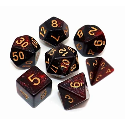 Afbeelding van DND dobbelstenen set 7 stuks rode mix zwarte nevel voor kerker en draken D&amp;D RPG rollenspellen polyhedraal