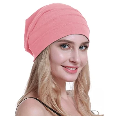 Afbeelding van Osvyo katoenen chemo mutsen, zachte petten, hoofdbedekking voor vrouwen bij haarverlies, verpakt in gesealde verpakking, roze (hot pink), One size