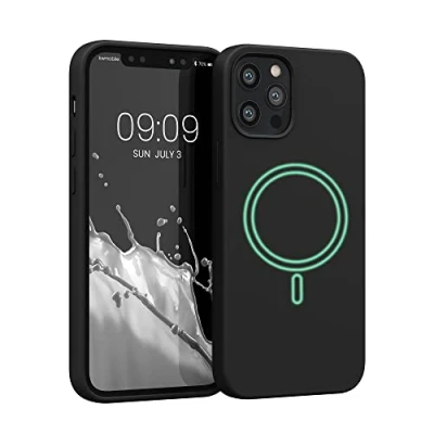 Afbeelding van kwmobile telefoonhoesje geschikt voor Apple iPhone 12 / Pro Hoesje met magneet compatibel MagSafe Smartphone case in zwart