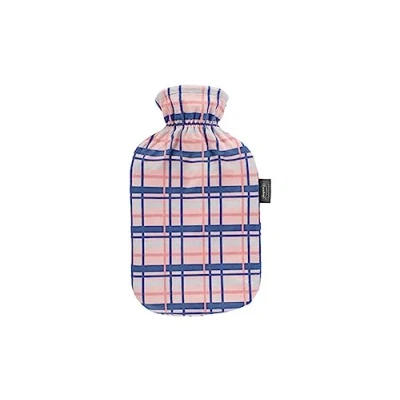 Afbeelding van Fashy Warmwaterkruik met fleece overtrek in ruitdesign, abrikoos, 2,0 l