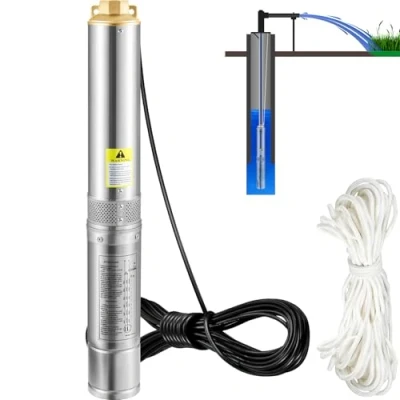 Afbeelding van VEVOR Diepe bronpomp 750 W motor dompelpomp voor fontein 230 V 50 Hz waterpomp fonteinen, maximale doorstroming 100 l/min fonteinpomp akkerland, fabrieken, mijnen
