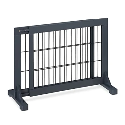 Afbeelding van Relaxdays veiligheidshekje zonder boren, uitschuifbaar, trap &amp; deur, HxB: 56 x 70 115 cm, kinderen honden, grijs