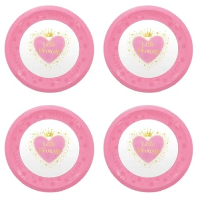 Afbeelding van Procos Little Princess plastic bord, 4 stuks, herbruikbaar, feestservies voor verjaardag of themafeest,
