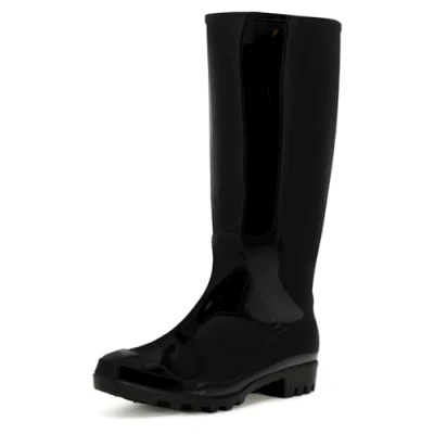 Afbeelding van Originele Tall Muck damessneeuw voor dames Waterdichte regenlaarzen van Wellingtons zwart glanzend UK8 / EU41 BL0283