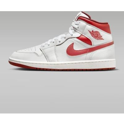 Afbeelding van Jordan AIR 1 MID SE Sneakers hoog, Heren, Maat: 42.5, White/lobster/dune red/sail Leer en textiel