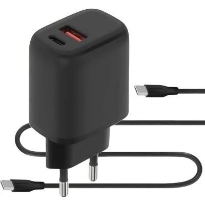 Afbeelding van Mobiparts Wall Charger Dual USB C/USB A with C to cable Black