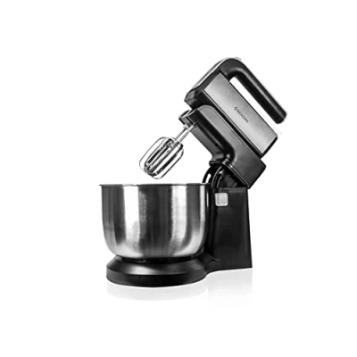 Afbeelding van Elektrische handmixer met roterende kom van staal, 3 liter, ledlicht 300 W en 5 instelbare snelheden, garde kneedhaak
