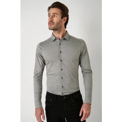 Afbeelding van Desoto Overhemd Kent Grijs maat XXL Heren Overhemden Formeel Effen met Slim fit Pasvorm Super stretch