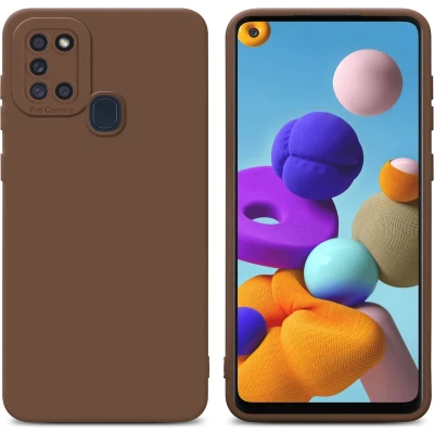 Afbeelding van Cadorabo Hoesje geschikt voor Samsung Galaxy A21s in Fluid BRUIN Beschermhoes gemaakt van flexibel TPU silicone Cover Case