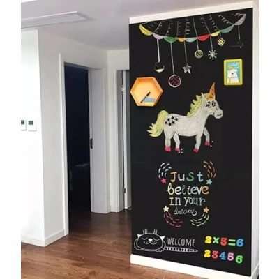 Afbeelding van Magneetbord folie, kleur: zwart, 40 maten, top prijs prestatie, beschrijfbaar, afwasbaar, magnetisch, krijtbord magneetfolie (150 x 60 cm)