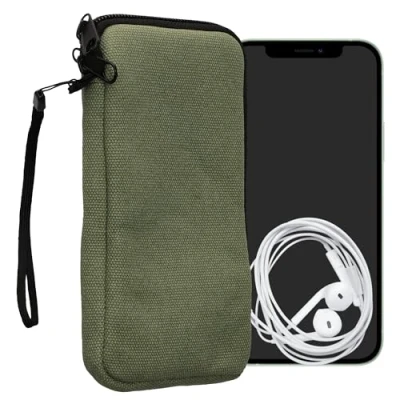 Afbeelding van kwmobile Telefoontasje geschikt voor XL 6,7/6,8&quot; smartphones Universeel smartphone hoesje van canvas 17,2 x 8,4 cm In olijfgroen