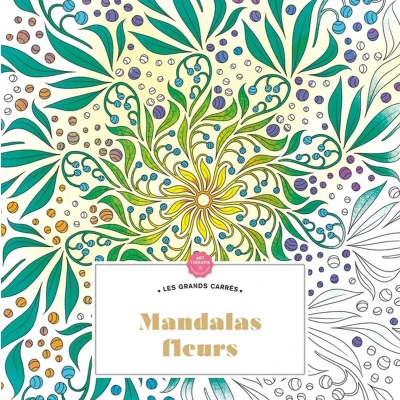Afbeelding van Les Grands Carrés Mandalas Fleurs Hachette heroes Kleurboek voor volwassenen