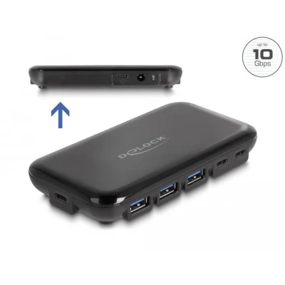 Afbeelding van Delock 7 Port USB 3.2 Gen 2 Hub mit 4 Typ A und 3 Type C™ Po