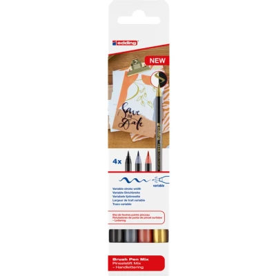 Afbeelding van Brushpen edding 1340 letteringset assorti set à 4 stuks