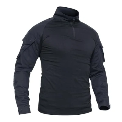 Afbeelding van TACVASEN Heren Combat Airsoft Militaire Shirts met Lange Mouwen, Zwart, Xx Large