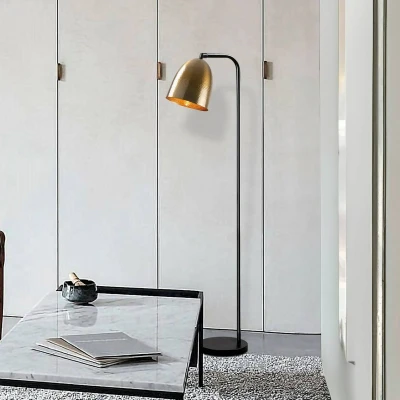 Afbeelding van Staande lamp Lectio klok reflector H120 cm Metaal Zwart Antiek Goud Menzzo