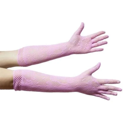 Afbeelding van Handschoenen Roze Visnet/Kant Elastisch One Size