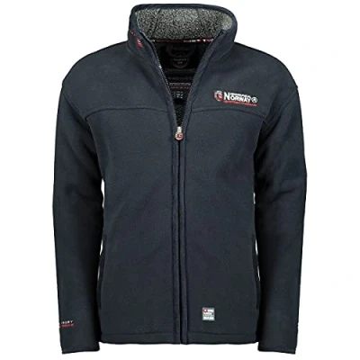 Afbeelding van Geographical Norway UBOLT MEN Mannen Polar Fleece Lange Mouw Comfort Comfortabele Jas Warm Zweet Zip Collar Hoodie Pocket Ideaal Winter Outdoor Activiteiten DONKERBLAUW M
