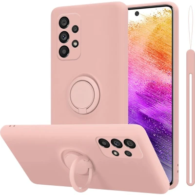 Afbeelding van Cadorabo Hoesje geschikt voor Samsung Galaxy A73 5G in LIQUID ROZE Beschermhoes van flexibel TPU silicone Case Cover met ring