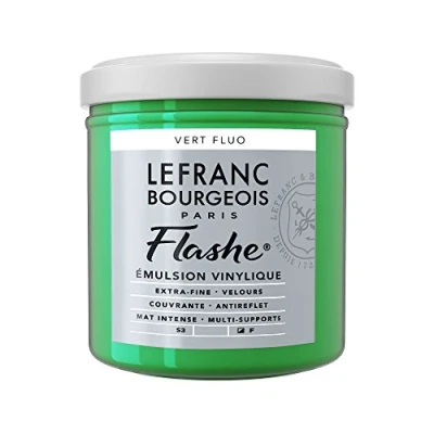 Afbeelding van Lefranc Bourgeois 300515 Flashe acryl en vinylverf, lichtecht, dekkend bestand tegen veroudering 125ml Pot, Fluorescent Green
