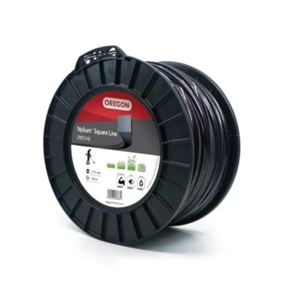 Afbeelding van Oregon Vierkante Nylium 295314E Heavy Duty trimmerlijn voor droge vegetatie op rotsachtige grond spoel, 3,75 mm x 100 M, zwart