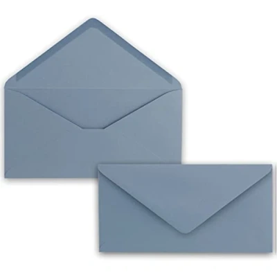 Afbeelding van FarbenFroh enveloppen, 50 grijsblauw (blauw) DIN lang, 110 x 220 mm (11 22 cm), natte plakrand zonder venster, ideaal voor uitnodigingskaarten