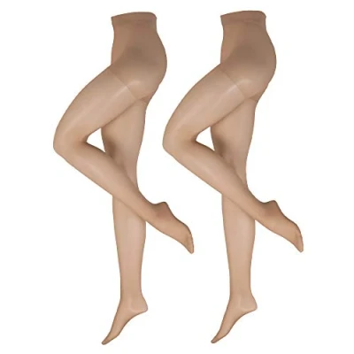 Afbeelding van Nur Die Set van 2 stuks Fit in vorm 40 DEN sterke ondersteunende werking grote maten semi ondoorzichtige fijne panty zijdeachtig matte look ontlast de benen comfortabele band dames, parel, 48 52