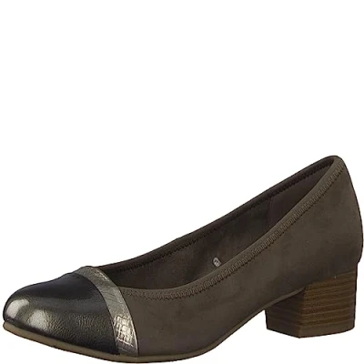 Afbeelding van Jana Softline 8 22366 41 comfortabele extra brede schoen lakkap alledaagse schoenen zakelijke feestelijke pumps, Taupe Kam, 38 EU Breed