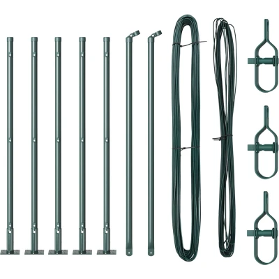 Afbeelding van vidaXL Hekpalen Set van 7 Groen Beton, Metaal 3.2 x 50 cm
