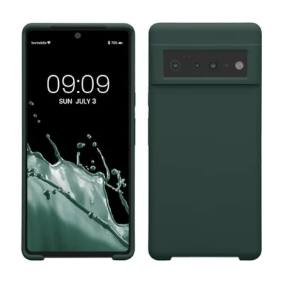 Afbeelding van kwmobile telefoonhoesje geschikt voor Google Pixel 6 Pro Hoesje met siliconen coating Smartphone case in mosgroen