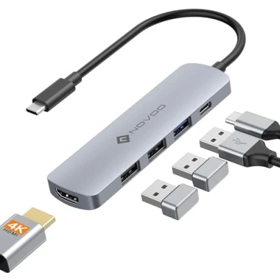 Afbeelding van NOVOO USB C Hub met HDMI 4K, PD 100W, 3 A Dock 5Gbps Adapter voor iPhone 15/15 Pro, MacBook Pro/Air M1 M2, iPad Surface, XPS, Thinkpad, Galaxy en meer