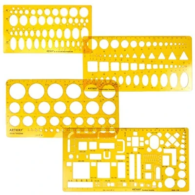 Afbeelding van Artway Sjablonen Diverse Flexibele Plastic Sjablonen, Oranje, Set van 4