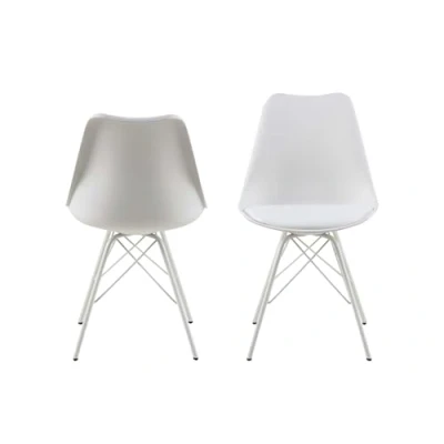 Afbeelding van AC Design Furniture Eetkamerstoel Emanuel, kunstleer, wit, L: 54 x B: 48,5 H: 85,5 cm