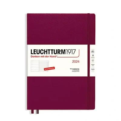 Afbeelding van LEUCHTTURM1917 367691 Weekkalender &amp; notitieboek Master (A4+) 2024, met extra schrift voor adressen en jubilea, Port Red, Duits, 12 maanden