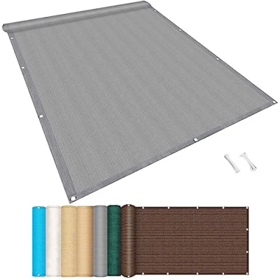 Afbeelding van Balkonscherm 50 x 400 cm Weerbestendig uv bescherming Inkijkbescherming balkonafdekking met oogjes kabelbinders voor balkon balustrades terras tuin, Grijs