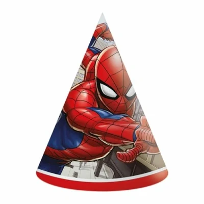 Afbeelding van Spiderman feesthoedjes Crime Fighter 6 stuks