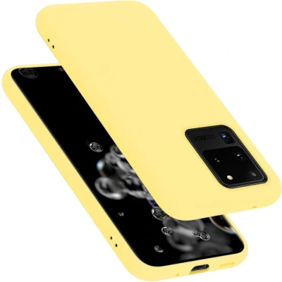 Afbeelding van Cadorabo Hoesje geschikt voor Samsung Galaxy S20 ULTRA Case in LIQUID GEEL Beschermhoes TPU silicone Cover