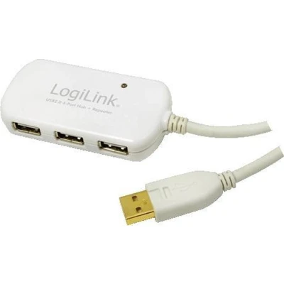 Afbeelding van LogiLink USB kabel 2.0 A stekker, bus 12.00 m Wit Vergulde steekcontacten, UL gecertificeerd UA0108