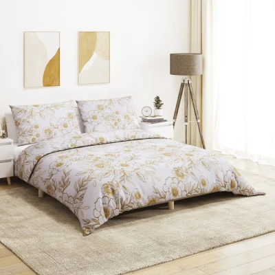Afbeelding van Dekbedovertrekset 225x220 cm katoen wit en bruin