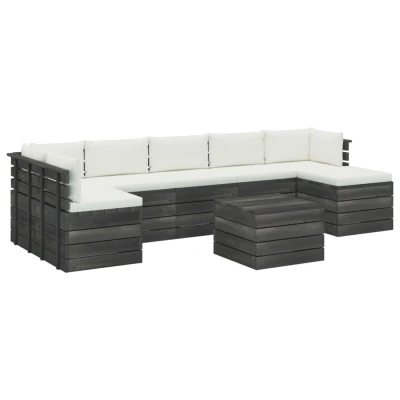 Afbeelding van 8 delige Loungeset met kussens pallet massief grenenhout