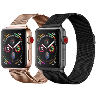 Afbeelding van Apple Watch bandje Milanees Zwart Geschikt voor Series 1 9 / SE