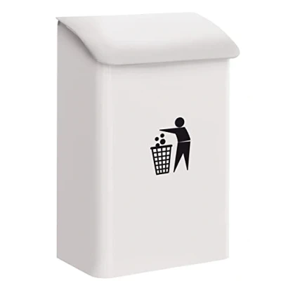 Afbeelding van ARREGUI E6101 vuilnisemmer om op te hangen, hangende afvalemmer, voor garages, ingangen, winkels, prullenbak, hangprullenbak met deksel, 18 l van staal, wit
