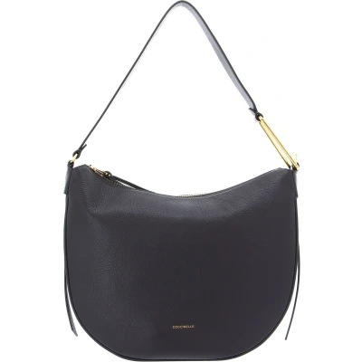 Afbeelding van Coccinelle Leren Schoudertas Priscilla Handbag Grained Leather Ardesia Donkergrijs