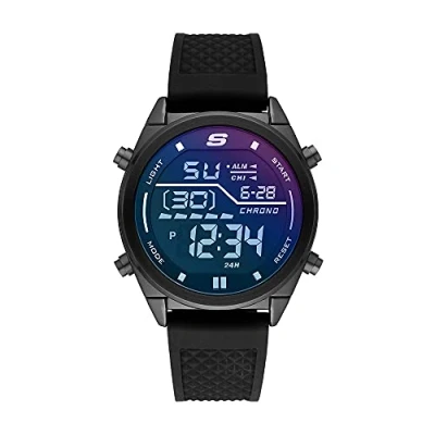 Afbeelding van Skechers Horloge voor heren, Digitaal uurwerk met siliconen, polyurethaan, lederen of roestvrij stalen band,Zwart en spectrum,44MM