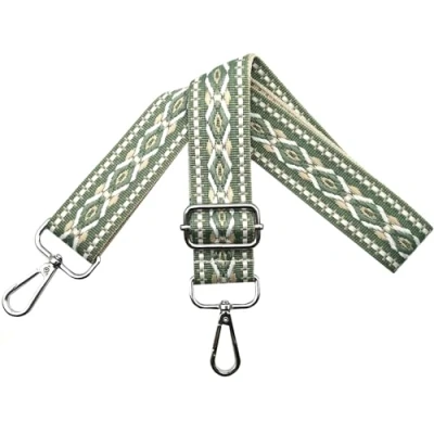 Afbeelding van Verstelbare schouderriem voor dames, draagriem, tassenriem om te wisselen, tasriem breed 3,8 cm met zilveren karabijnhaak, schoudertas, handtassen, lichtgroen, N12